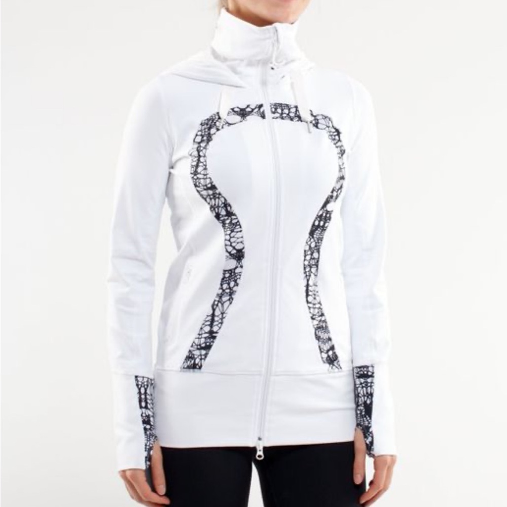 Lululemon Stride Jacket *Brushed in White/White Black Glacier Lace Size 6‎